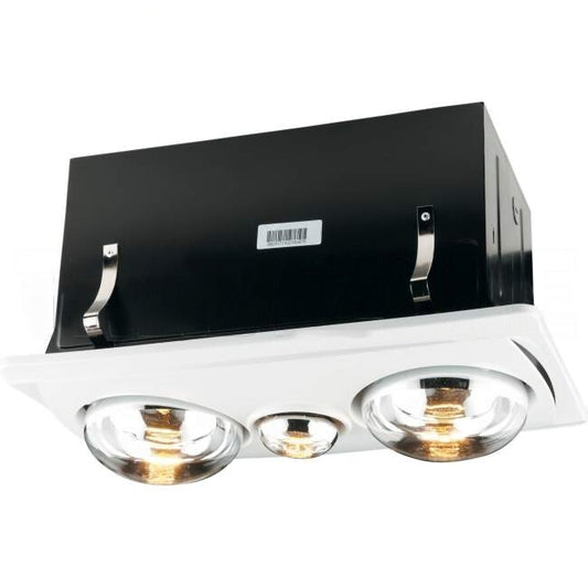 Clipsal 3 In 1 Bathroom Heat Lamp Light & Exhaust Fan White With 2 Heat & 1 Light & Complete Ducting Kit