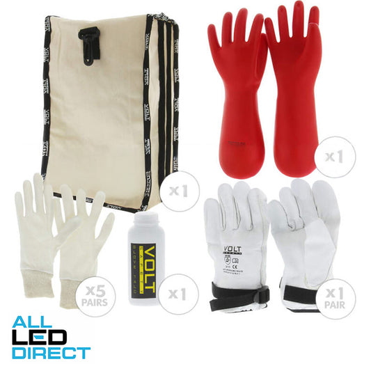 Volt Safety Class 0 Glove Kit Size 9- Includes Insulated Outer and Inner Gloves Bag and Glove Talc