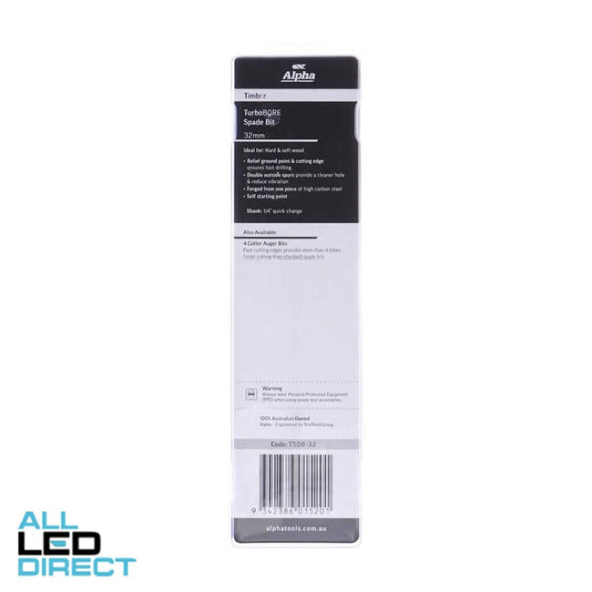 Sheffield 32mm Alpha Spade Bit - TurboBORE