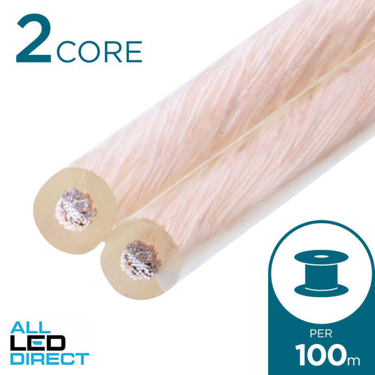 ADigitaLife 4mm 2 Core Oxygen Free Speaker Cable Clear 100 Metre Drum