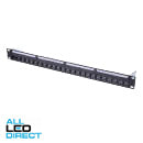 R&M 24 Port Unloaded Patch Panel Black for C6 + C6A freenet jacks