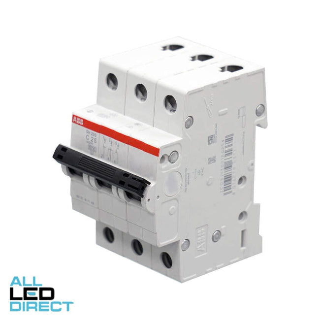 ABB 25 Amp Miniature Circuit Breaker MCB C Curve 3 Pole 6kA