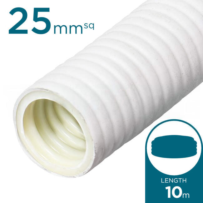 Clipsal 25mm Corrugated Conduit Sheathed Medium Duty Grey 10 Metre