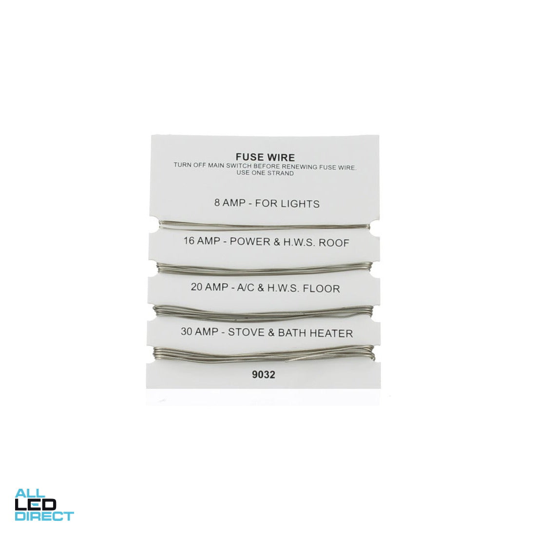 Global Components 16 Amp/20 Amp/30 Amp Fuse Wire Card ALL LED Direct