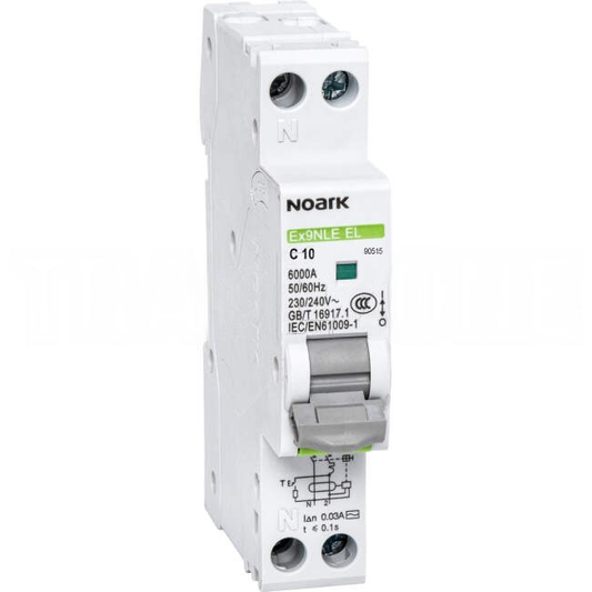 Noark 10 Amp Miniature Circuit Breaker & Residual Current Device MCB/RCD RCBO C Curve 1 Pole 10kA 30mA