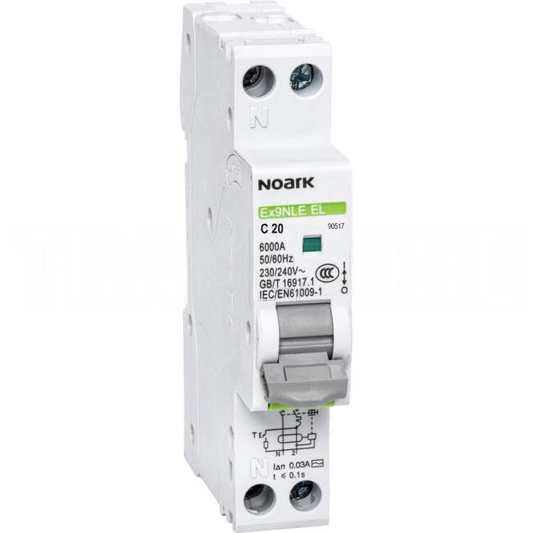 Noark 20 Amp Miniature Circuit Breaker & Residual Current Device MCB/RCD RCBO C Curve 1 Pole 10kA 30mA