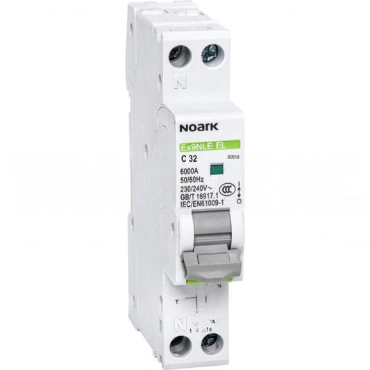 Noark 32 Amp Miniature Circuit Breaker & Residual Current Device MCB/RCD RCBO C Curve 1 Pole 10kA 30mA