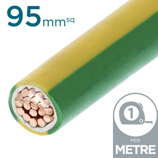 95mm Building Wire Cable Green & Yellow Per Metre