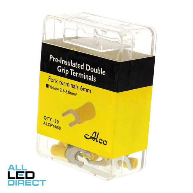 Wattmaster 6mm Fork Terminal Yellow Pack of 50