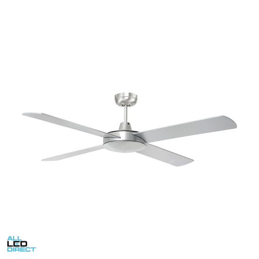 Brilliant 1320mm (52') TEMPEST 4 Blade Ceiling Sweep Fan With Plywood Blades Silver ALL LED Direct