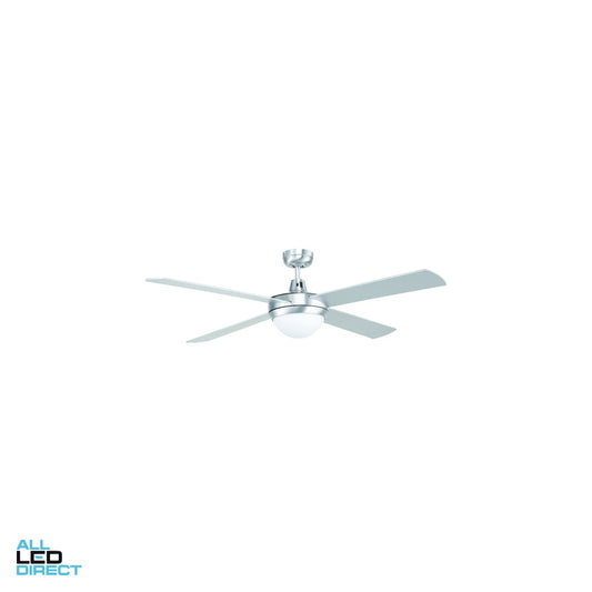 Brilliant 1320mm (52') TEMPEST II 4 Blade Ceiling Sweep Fan With Plywood Blades & Light Silver ALL LED Direct