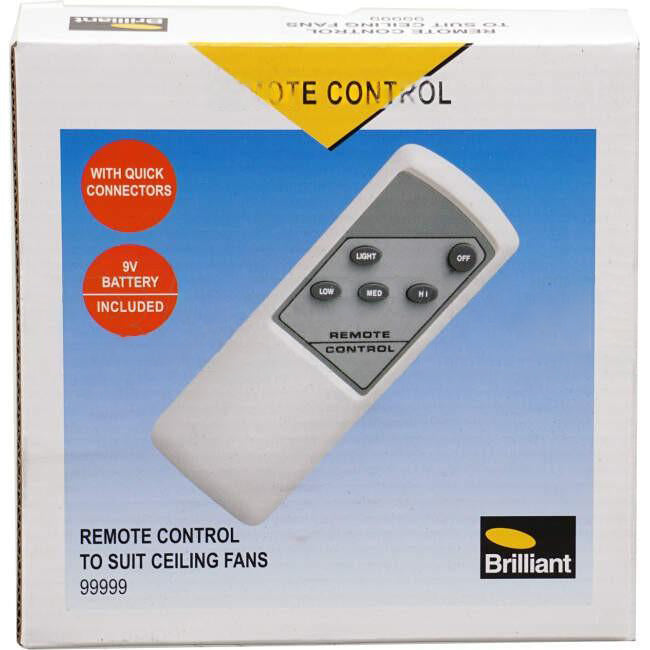 Brilliant 3 Speed Radio Frequency Ceiling Fan Remote White with Handset Receiver