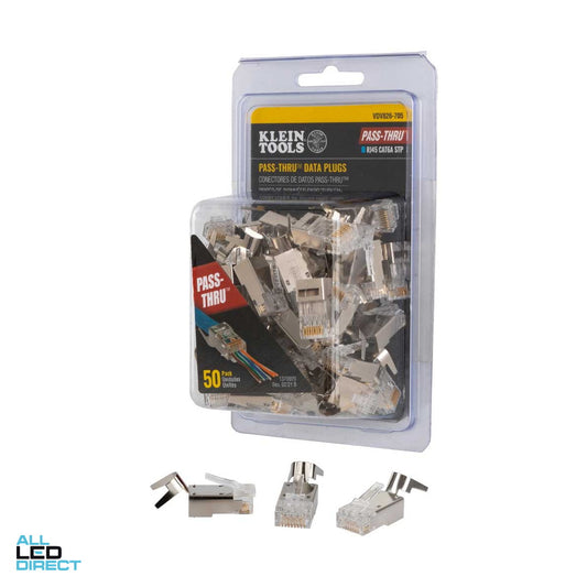 Klein Tools Pass Thru Modular Data Plugs RJ45 Mech Cat6A Shielded Pack Of 50