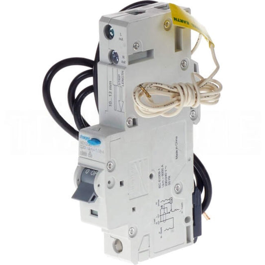 Hager 20 Amp Miniature Circuit Breaker & Residual Current Device MCB/RCD RCBO C Curve 1 Pole 10kA 30mA