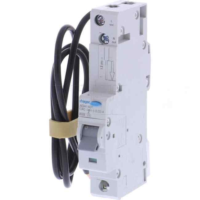 Hager 40 Amp Miniature Circuit Breaker & Residual Current Device MCB/RCD RCBO C Curve 1 Pole 6kA 30mA - Default Title (ADA140T)