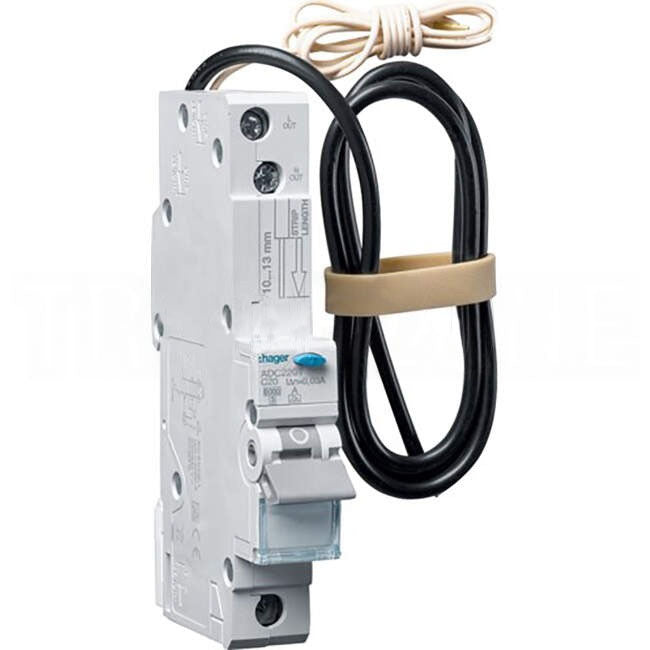 Hager 20 Amp Miniature Circuit Breaker & Residual Current Device MCB/RCD RCBO C Curve 1 Pole Type A 6kA 30mA