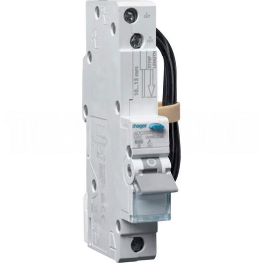 Hager 32 Amp Miniature Circuit Breaker & Residual Current Device MCB/RCD RCBO C Curve 1 Pole Type A 6kA 30mA