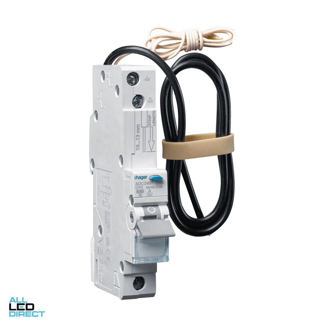 Hager 40 Amp Miniature Circuit Breaker & Residual Current Device MCB/RCD RCBO C Curve 1 Pole Type A 6kA 30mA ALL LED Direct