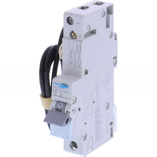 Hager 40 Amp Miniature Circuit Breaker & Residual Current Device MCB/RCD RCBO C Curve 1 Pole Type A 6kA 30mA