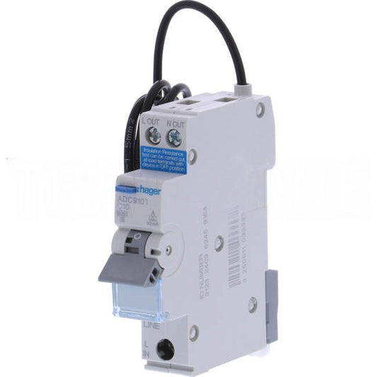 Hager 10 Amp Miniature Circuit Breaker & Residual Current Device MCB/RCD RCBO C Curve 1 Pole 6kA 30mA