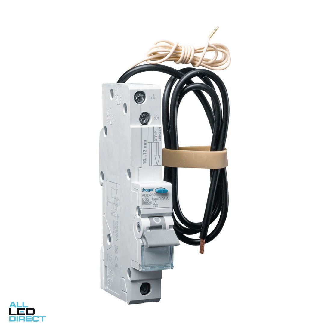 Hager 32 Amp Miniature Circuit Breaker & Residual Current Device MCB/RCD RCBO D Curve 1 Pole Type A 10kA 30mA ALL LED Direct