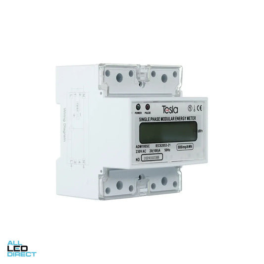 GTS 100 Amp Single Phase Din Rail Mount Digital Kilowatt Hour Meter ALL LED Direct