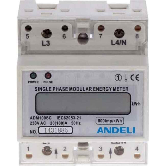 GTS 100 Amp Single Phase Din Rail Mount Digital Kilowatt Hour Meter - Default Title (ADM100SC)