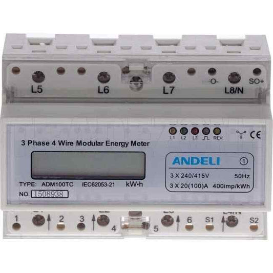 GTS 100 Amp 3 Phase Din Rail Mount Digital Kilowatt Hour Meter - Default Title (ADM100TC)