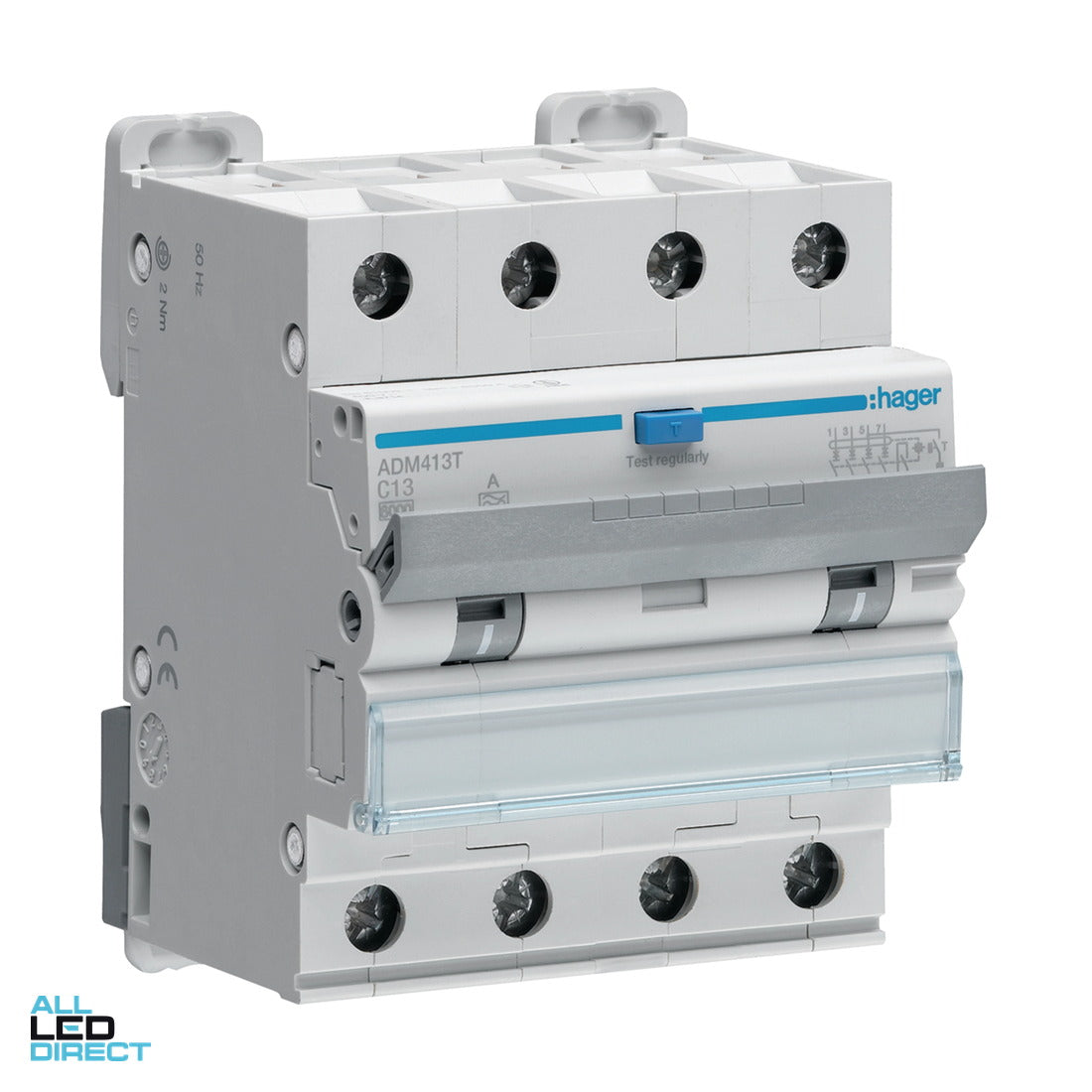 Hager 40 Amp Miniature Circuit Breaker & Residual Current Device MCB/RCD RCBO C Curve 4 Pole 6kA 30mA ALL LED Direct