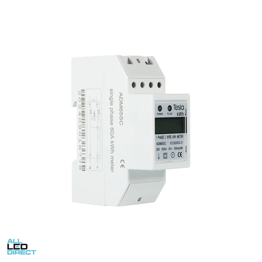 GTS 60 Amp Single Phase Din Rail Mount Digital Kilowatt Hour Meter ALL LED Direct