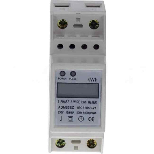 GTS 60 Amp Single Phase Din Rail Mount Digital Kilowatt Hour Meter - Default Title (ADM65SC)