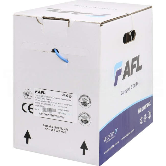 AFL Cat6 U/UTP Copper Cable Blue 305 Metre Dispenser Box