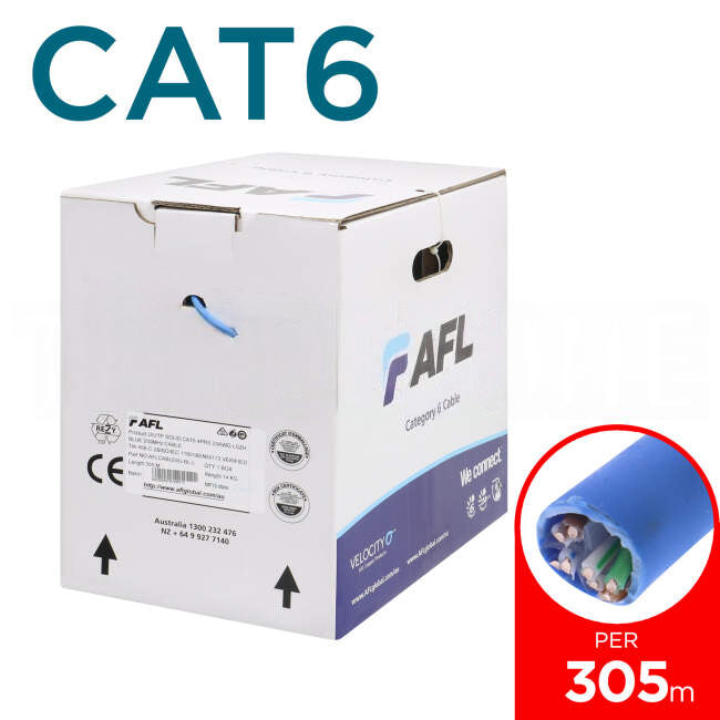 AFL Cat6 U/UTP Copper Cable Blue 305 Metre Dispenser Box