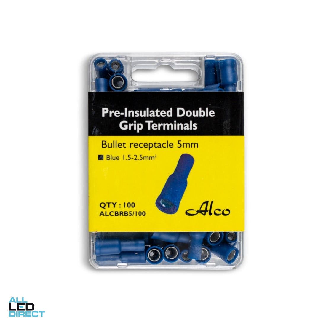 Wattmaster 1.5mm To 2.5mm Female Bullet Terminal Blue 5mm Diameter Pack of 100 ALL LED Direct