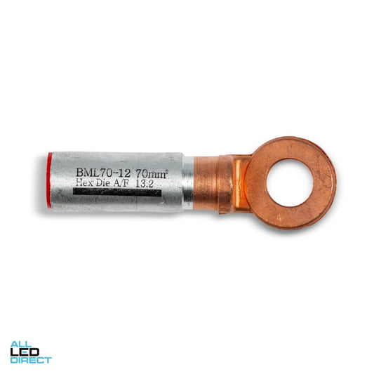 Wattmaster Copper Lug Suitable For 70mm Cable With 12mm Hole ALL LED Direct