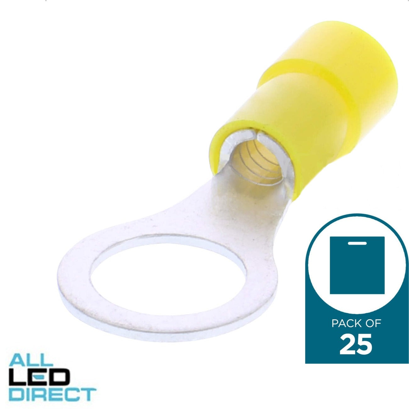 Cabac 10mm Stud Ring Terminal Yellow Packet Of 25