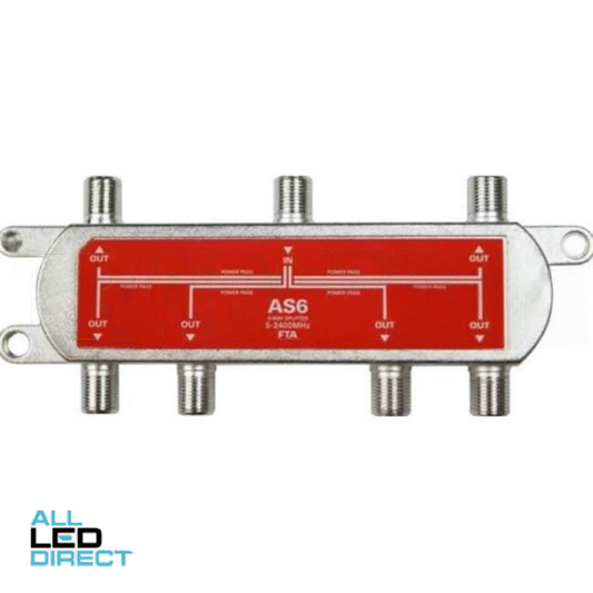 aDigitaLife 6 Way Tv Splitter 5-2400Mhz Power Pass A Class