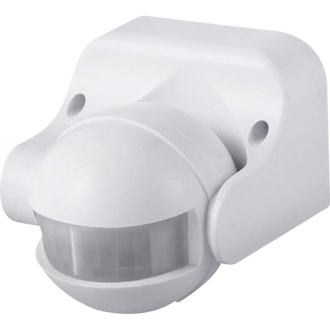 Atom 180 Degree Wall Mounted PIR Movement Sensor IP44 With 12 Metre Detection Range White