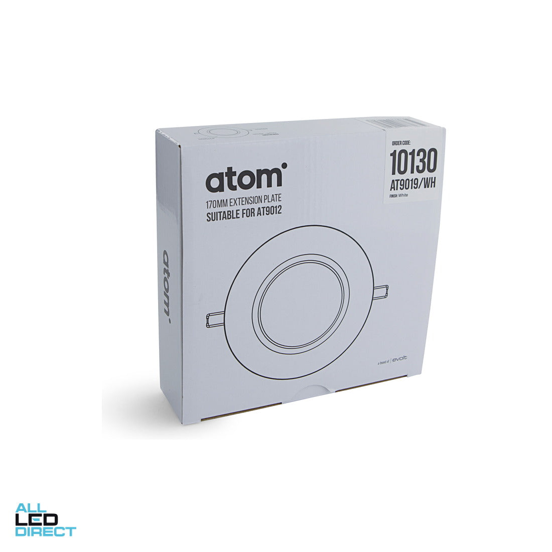 Atom 170 mm Wide Downlight Conversion Plate For AT9012 Downlights White ALL LED Direct