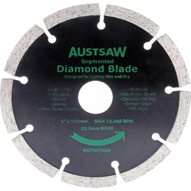 Austsaw 125mm (5 inch) Segmented Rim Diamond Blade