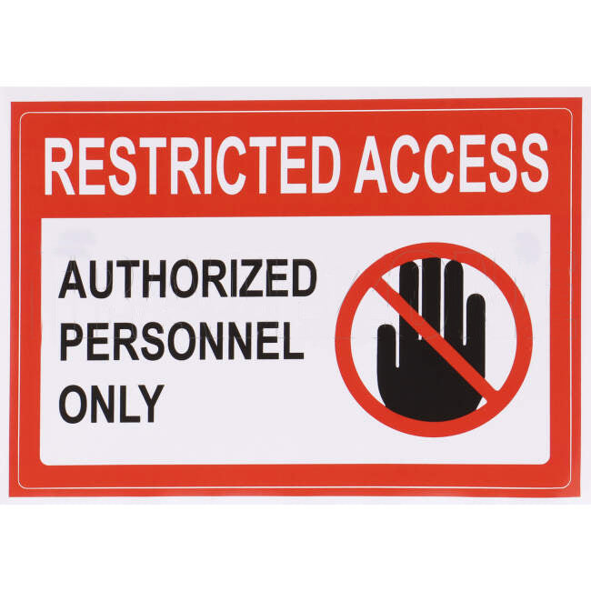 Industrial Engraving Solutions Restricted Area Authorised Personnel Only Label