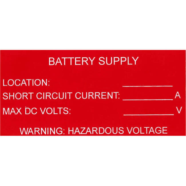 Industrial Engraving Solutions Solar Battery Supply/ Hazardous Voltage Label