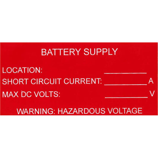 Industrial Engraving Solutions Solar Battery Supply/ Hazardous Voltage Label