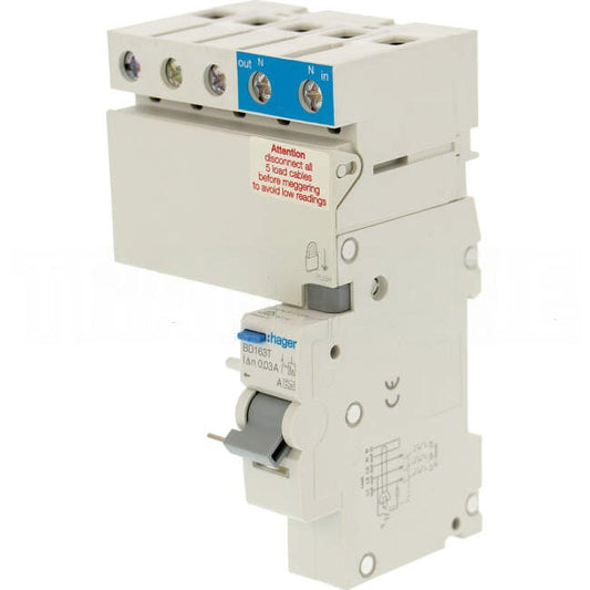 Hager 63 Amp RCD Add-on-block 3 Pole 1 Module 30mA