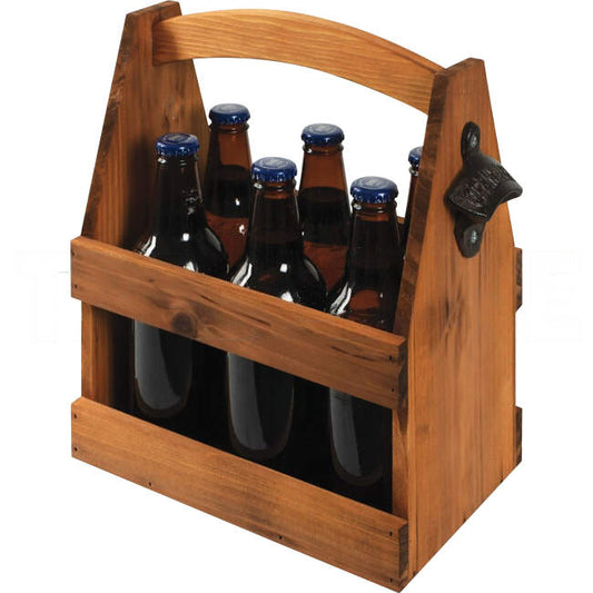 Timber Beer Caddy With Bottle Opener