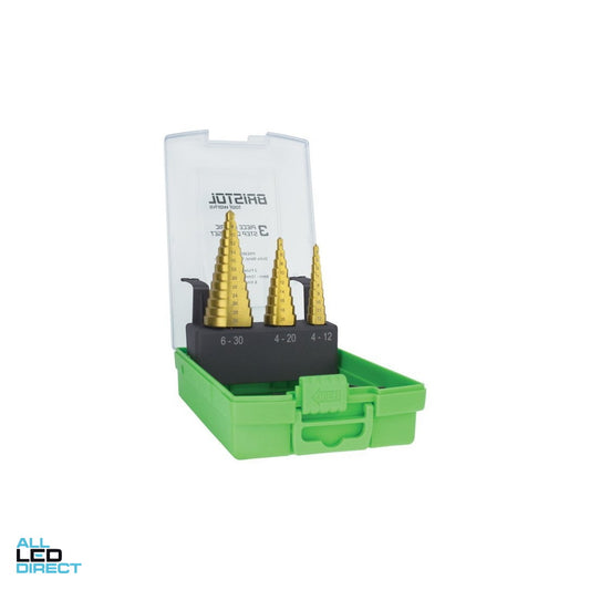 Bristol 3 Piece Straight Flute Step Drill Set