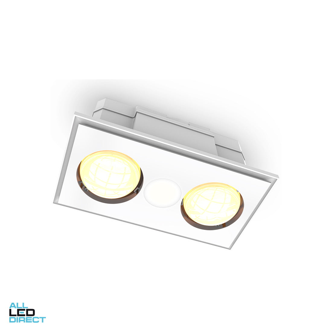 Atom 3 In 1 BULLER Bathroom Heater Lamp LED Downlight & Exhaust Fan 2 Heat & Light TRI Colour White ALL LED Direct