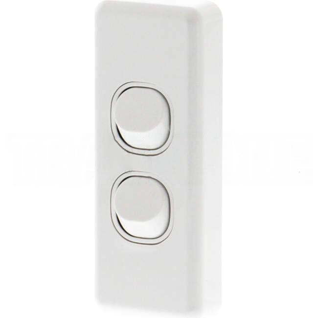 Clipsal 10 Amp CLASSIC C2000 2 Gang Vertical Internal Rocker Architrave Switch White