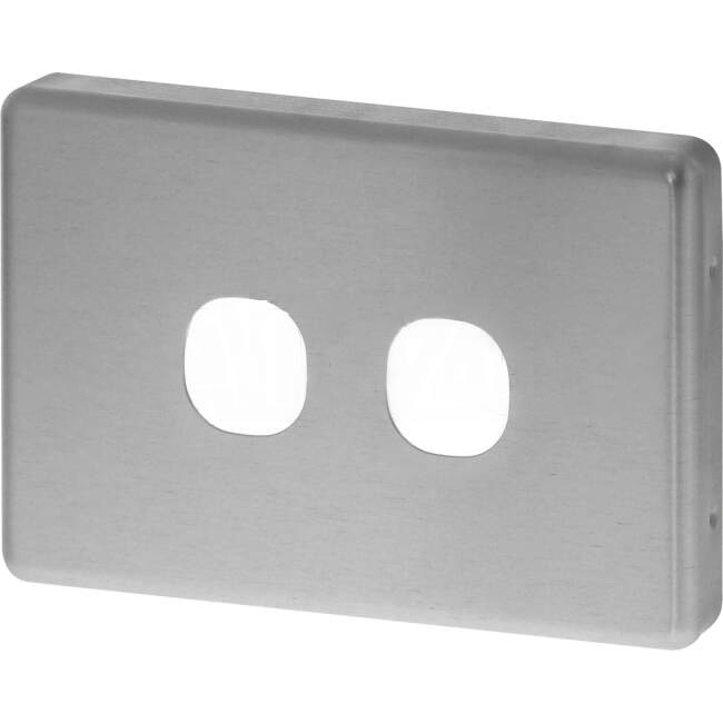 Clipsal CLASSIC C2000 2 Gang Switch Cover Plate Brushed Aluminium