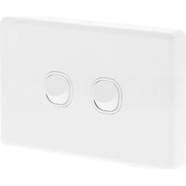 Clipsal 10 Amp CLASSIC C2000 2 Gang Horizontal Internal Rocker Switch White